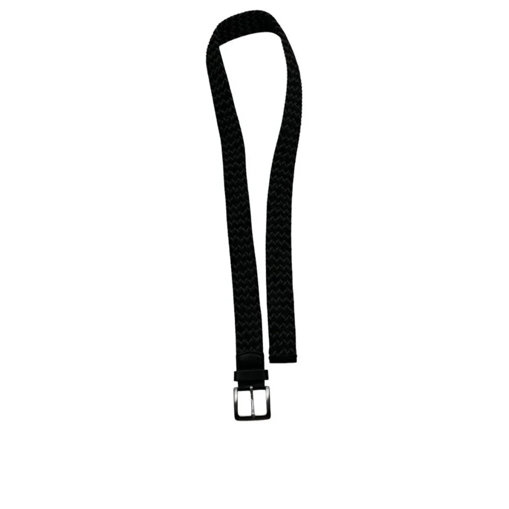 Gap Braided Elastic/Stretch Gray/Black Leather Belt Men's Size Medium